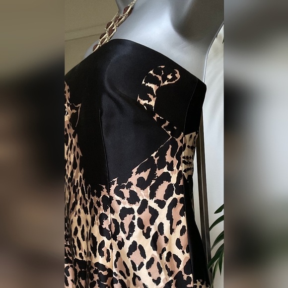 Kay Unger One Of A Kind Strapless Silk Leopard Dress - Picture 6 of 11